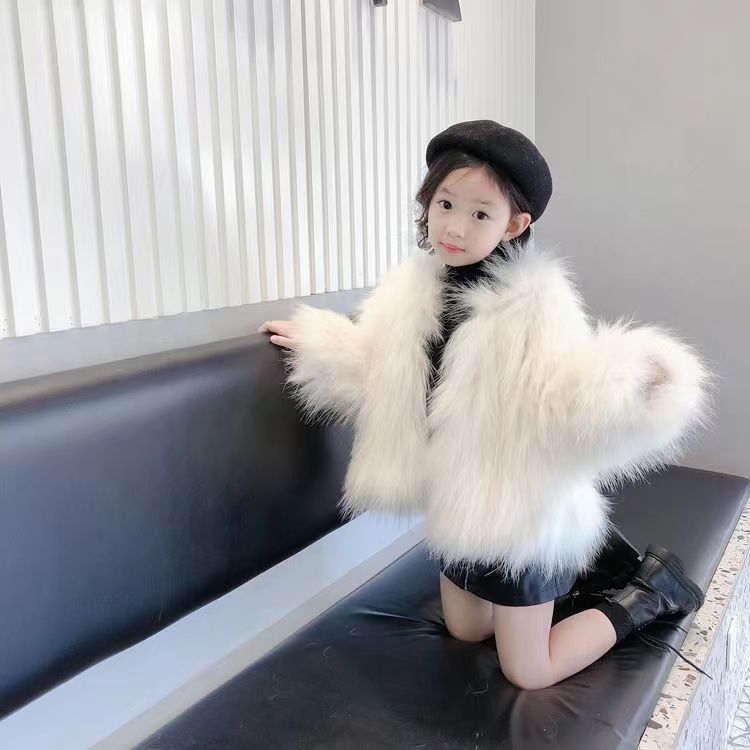 2024 новая зимняя шуба для девочек, однотонная иностранная шуба принцессы, детское хлопковое пальто для девочек, прилив