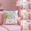 Cushion Cover Plush Fabric Soft Double-Sided Printed Sofa Warm Winter Home Gift Pillow Cover Cute S-Sumikko G-Gurashi