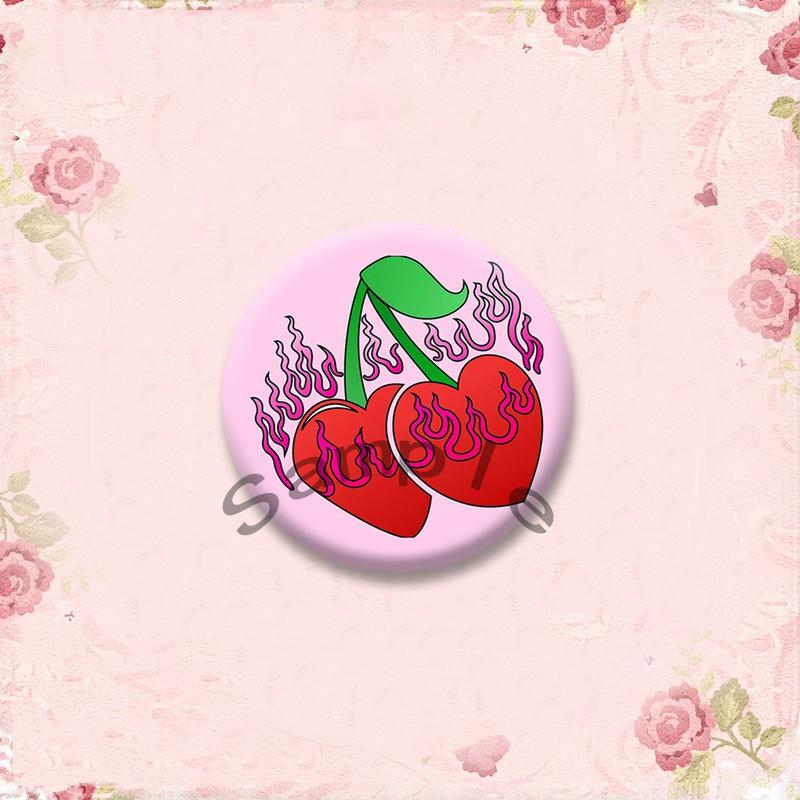 Y2k Aesthetic Pink Round Pins Domo Love Letters Enamel Badges Custom I Heart My GF BF Brooches Cartoon Jewelry Gift for Friends