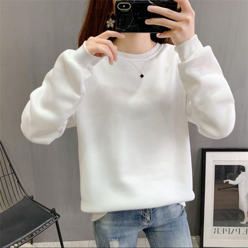 Unisex Oversized Fleece-Lined Hoodie - Plain Round Neck, Thickened, Long Sleeve, Couple Wear