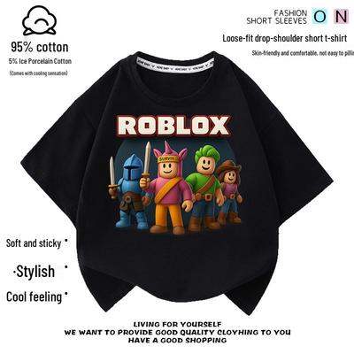Детские летние футболки с коротким рукавом Roblox: Модный, Свободный крой для мальчиков и девочек