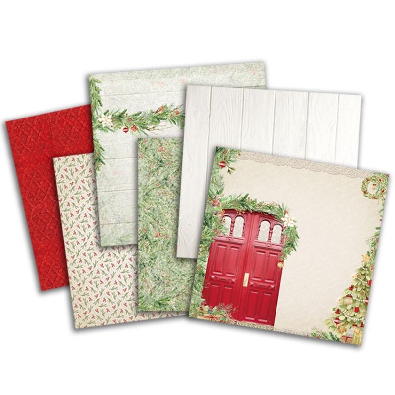 Christmas Cardmaking Supplies Paper Pad 6x6inch Assorted Pattern Decoupage Single-Sided Vintage Scrapbooking DIY Decoration