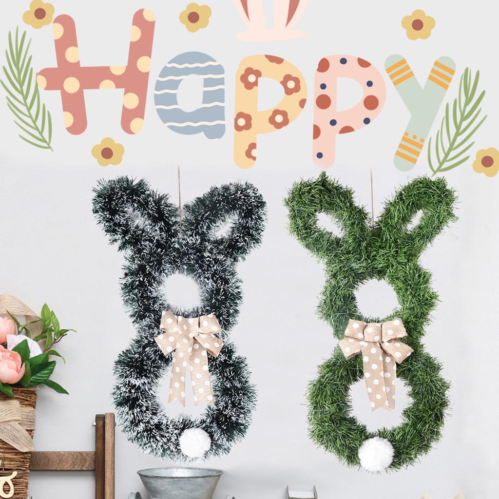 Easter Bunny-Themed Wreath Hanging Ornament. Cartoon Tail Faux Door Decoration
