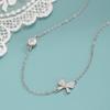 S925 Sterling Silver Bow Necklace Fresh Sweet Simple Clavicle Chain Elegant Lady Necklace