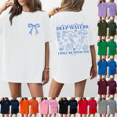 Женская футболка с круглым вырезом и короткими рукавами с принтом