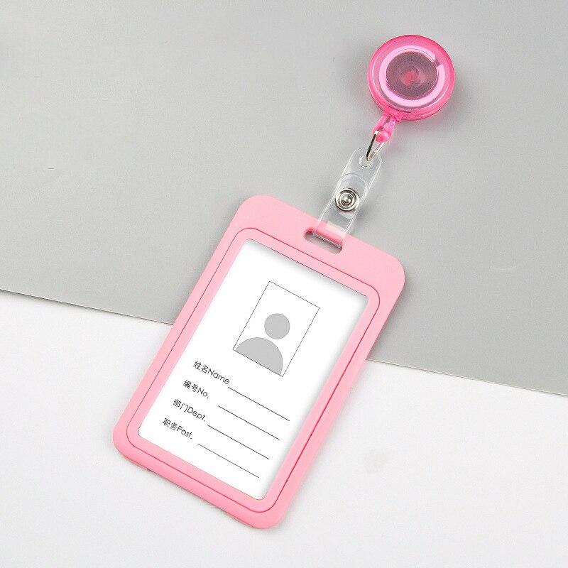 1PCS Plastic Card Cover Bags Women Men Student Bus Card Retractable Pull Badge Holder Business Credit Cards Bank ID Card Case