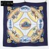 [Excellent Condition] CAVALIERS PEULS Silk Carre90 Scarf Navy / multicolorUsed