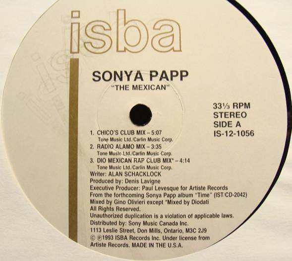 12-дюймовая пластинка SONIA PAPP Мексиканская IS121056 ISBAI 1993 Канада Танцевальная Электроника Б/у