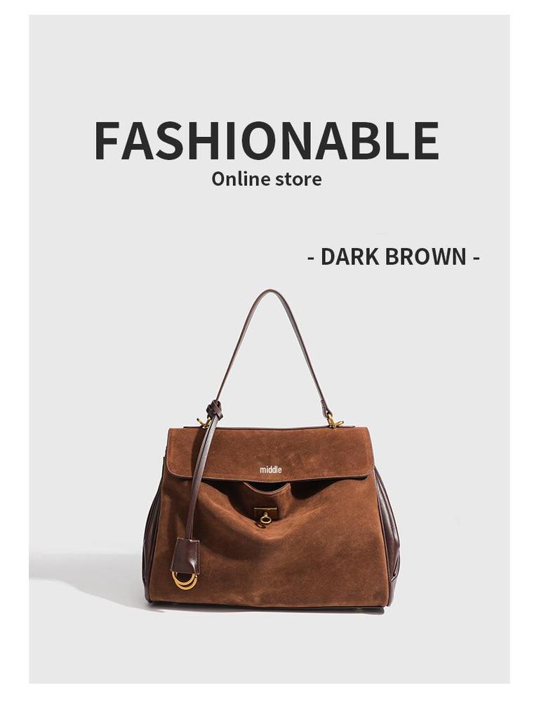 Зимняя замшевая женская сумка-кроссбоди в стиле ретро с цветными блоками - Большая вместимость и универсальная мода