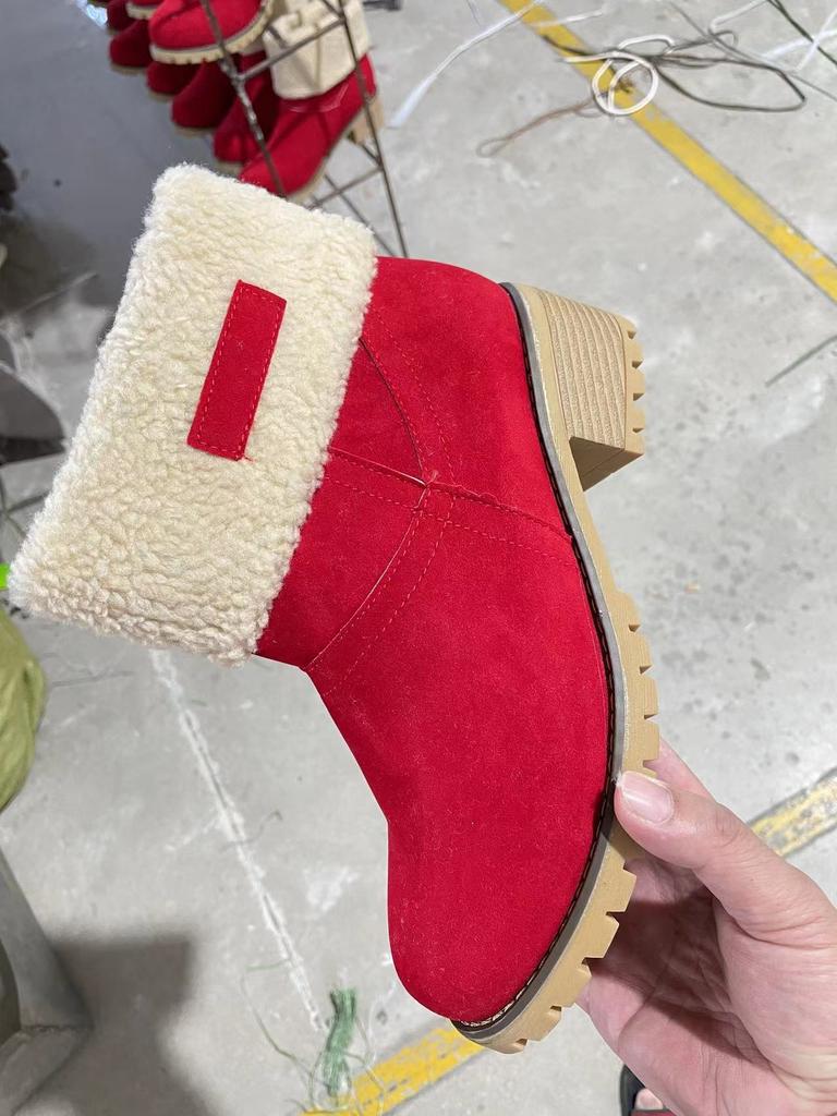 Модные женские ботильоны из искусственного нубука, женские зимние теплые плюшевые меховые зимние ботинки до середины голени, кожаные туфли, удобная женская обувь