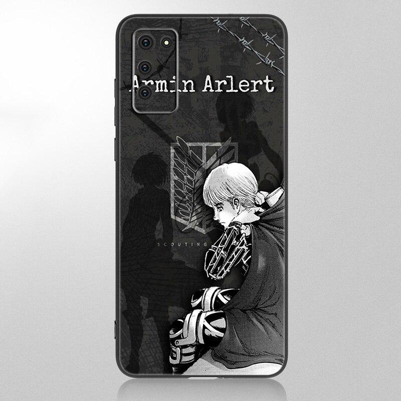 Чехол с изображением аниме «Атака Титанов» для Samsung Galaxy A12 A02S A22 A32 A52 A72 A71 A51 A41 A31 A21 A11 A50 A70 A10S A20S, черный чехол