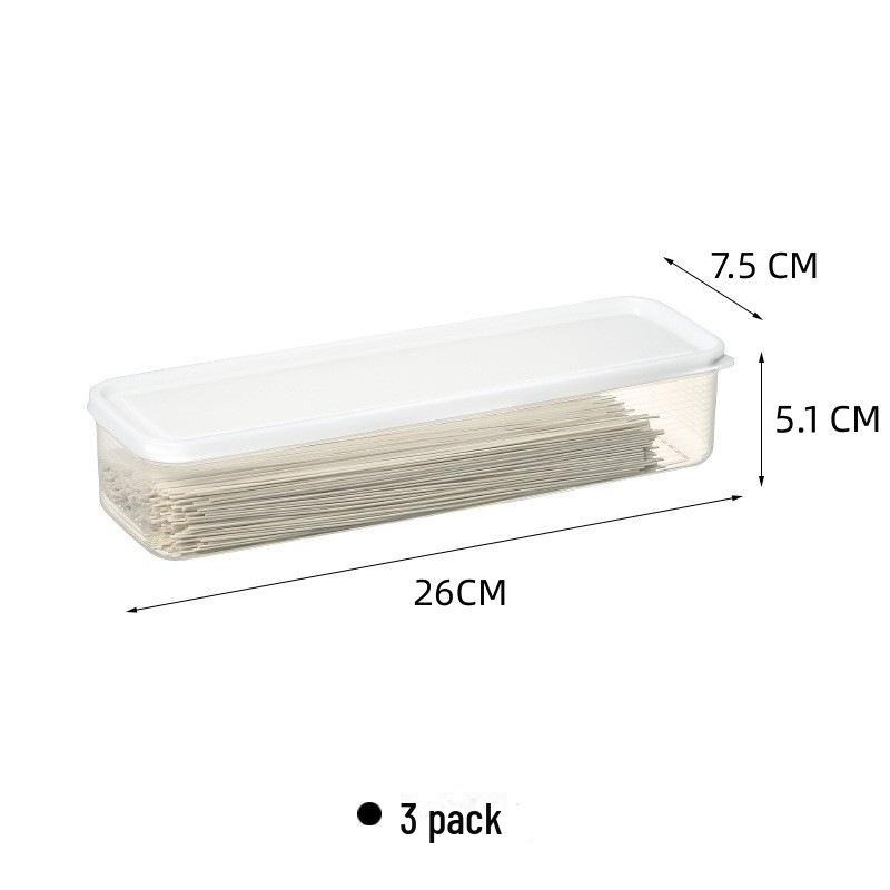 Food Grade Long Square Noodle Storage Box with Green Onion, Ginger, Garlic, and Shallot Compartments