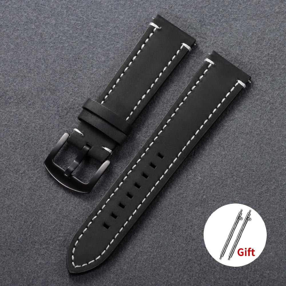 Geniune Retro Leather Watch Strap 18mm 19mm 20mm 21mm 22mm 24mm Vintage Watchband Quick Release Bracelet for Huawei Watch Gt2/3