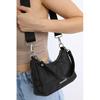 Women's Black Satin Versatile Baguette Bag