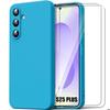 Case for Samsung Galaxy S25 Plus (Galaxy S25+) - Blue Silicone + 2 Tempered Glasses - BOOLING®