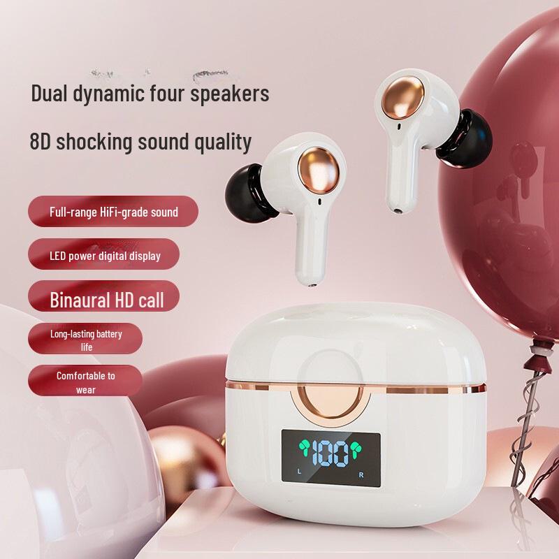 T22 TWS Bluetooth Headset: Dual Dynamic Coils, Four Speakers, Display Screen, Heavy Bass Sound