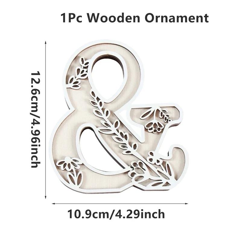Wooden Alphabet Letters Wall Decor Set Engraved Floral Pattern Home Craft Ornaments Elegant Display for Living Room