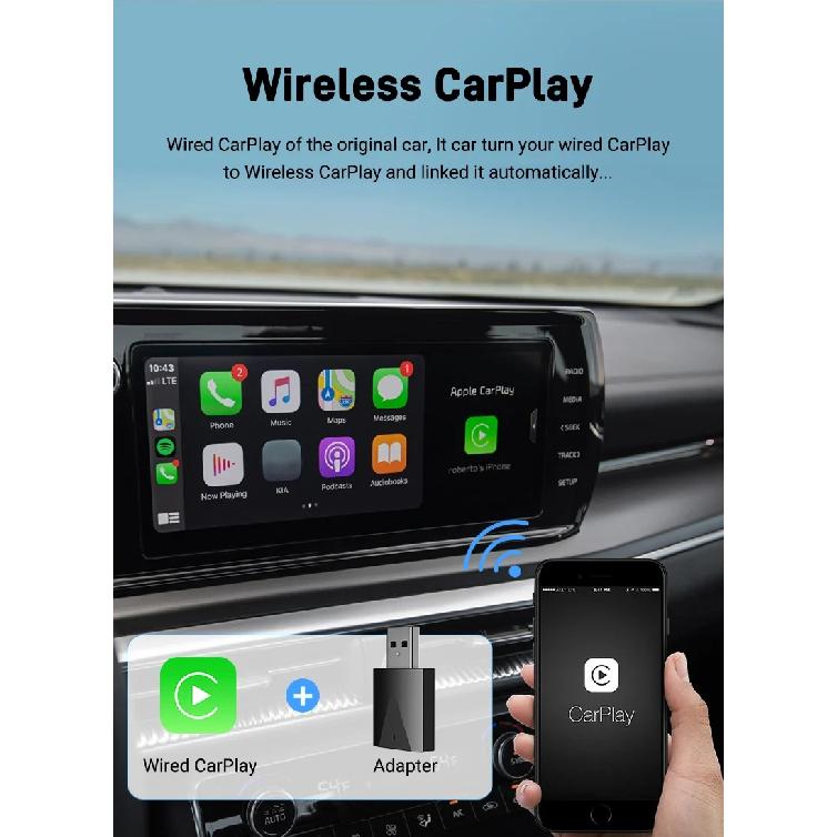 XUDA Wireless CarPlay android auto adapter for factory wired car, wireless CarPlay & Android auto 2 in 1