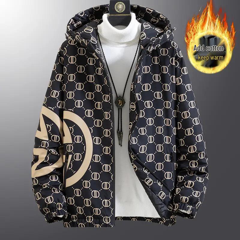 Европейская модная мужская клетчатая жаккардовая куртка с воротником-стойкой - Весенне-осенний повседневный топ в корейском стиле