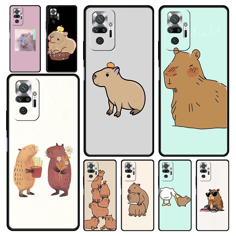 Чехол для телефона для Xiaomi Redmi Note 13 12 5G 9S 9 8 10 11 Pro 9T 13C 12C 10C 9C 9A 7 Pro Мягкий силиконовый чехол Мультяшная капибара