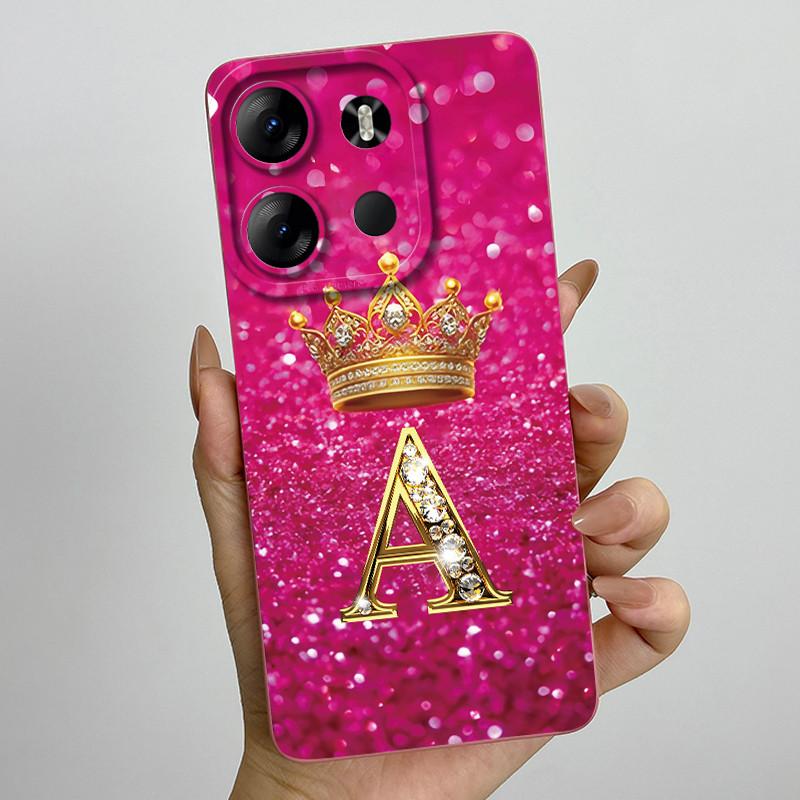 Для Tecno Pop 7 Pro Pop7 BF6 BF7 Чехол для телефона Корона Буква Задняя крышка Мягкий Жидкий силикон Fundas Для Tecno Spark GO 2023 Бампер