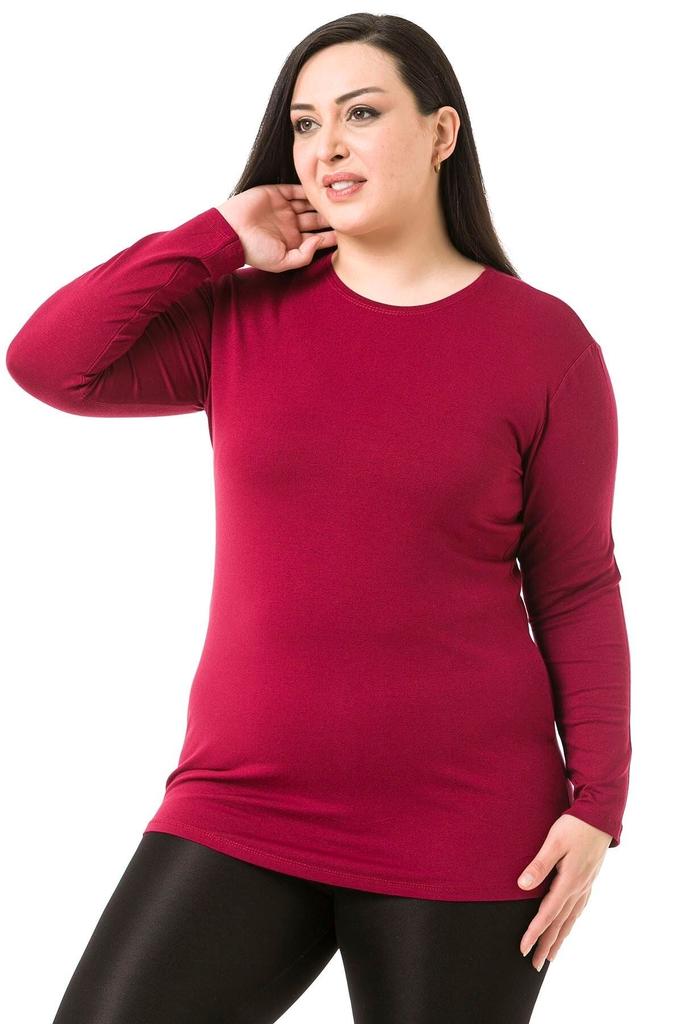 Women's Style Big Size Body Plus Size Crew Neck Long Sleeve Viscose Black Body