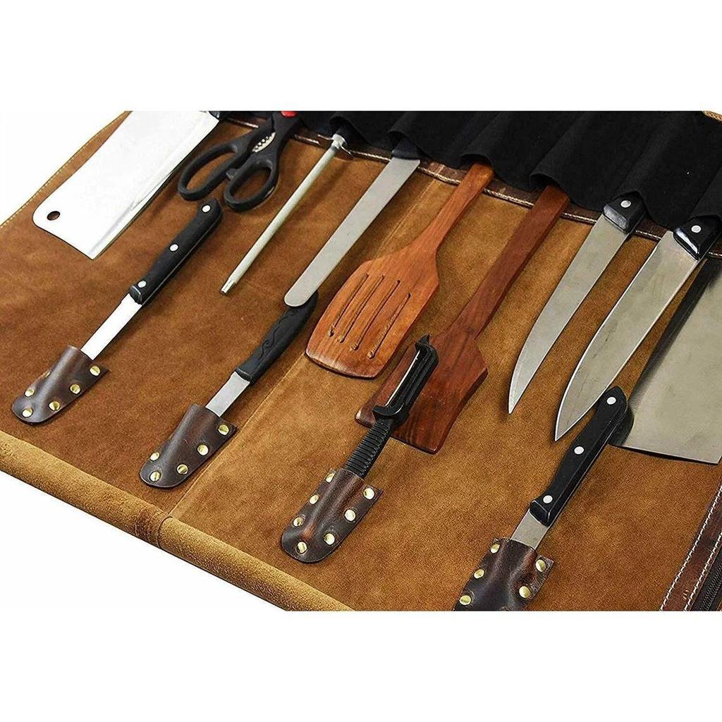 Сумка для кухонных ножей ручной работы Кожаный рулон ножа шеф-повара, ПОДАРОК ​​НА ДЕНЬ МАТЕРИ, Кухонные ножи, подарки, подарок для шеф-повара, сумка для хранения ножей.