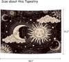 Wonrizon Sun and Moon Tapestry Aesthetic Black Dark Spiritual Tapestries Mystic Burning Sun with Clouds Star Wall Hanging decor for Bedroom (51.2" x 5