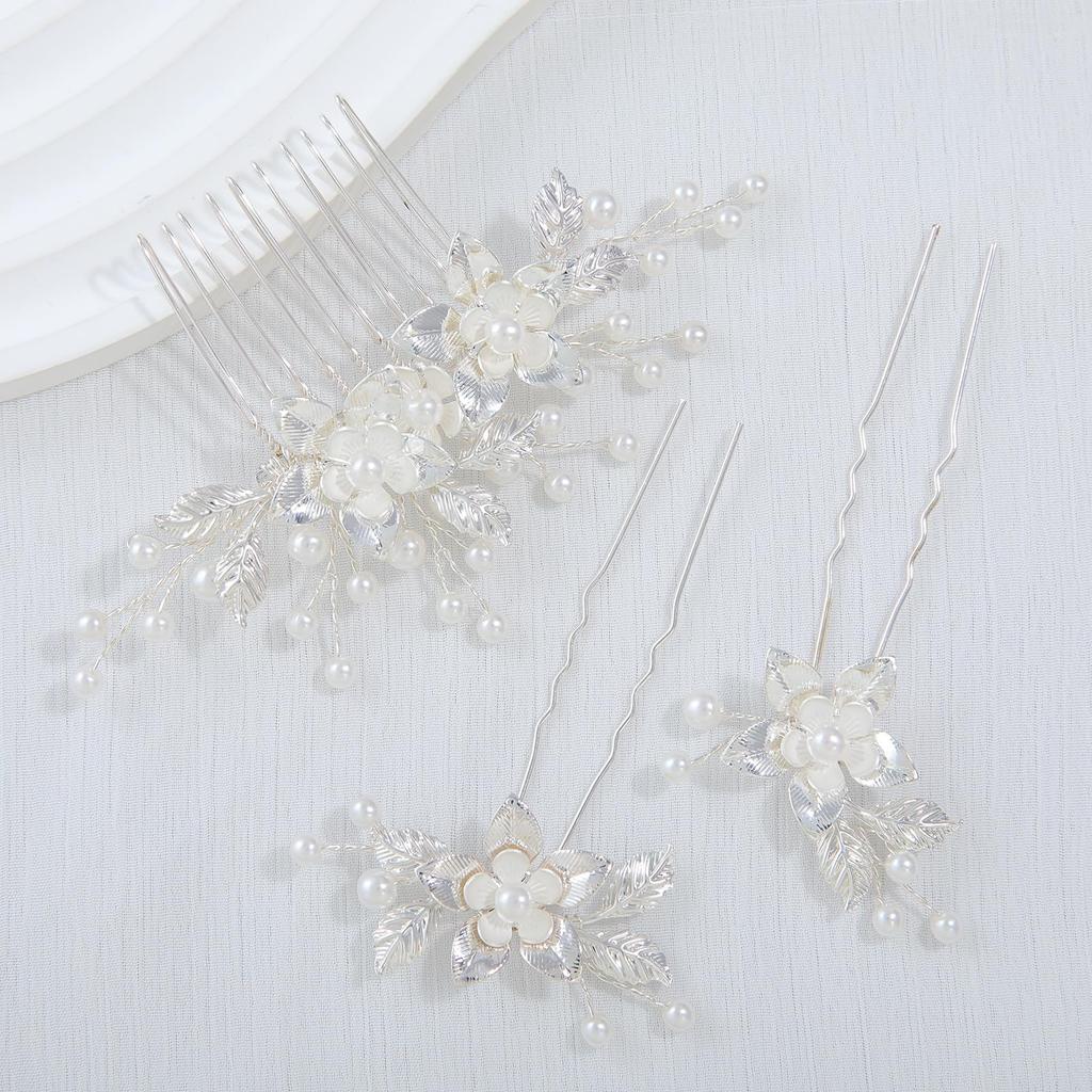Украшение для волос Haodeliy, аксессуар для волос, гребень, U-образная шпилька, набор листьев, цветочный мотив, свадебный головной убор ручной работы, украшение для волос, цветок