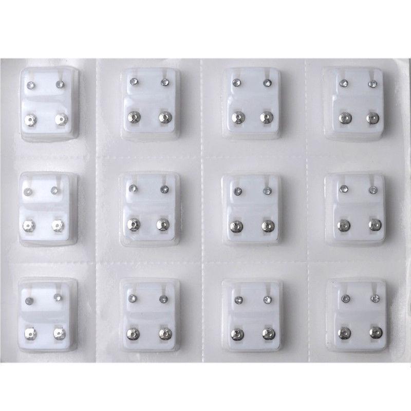 12 пар стальных кристаллов, хирургические серьги-гвоздики для пирсинга ушей, инструмент для пирсинга