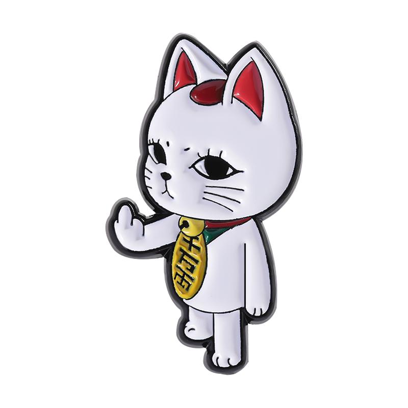Cute Lucky Cat Enamel Pins Custom Cat Running Exercise Brooches Lapel Badges Clothes Animal Jewelry Gift for Kids Friends