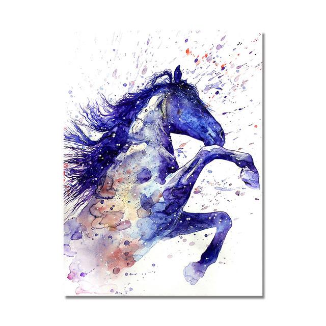 Акварель дикое животное абстрактная бегущая лошадь холст картина плакат Декор принты настенные художественные фотографии гостиная украшение дома