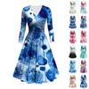 Женское модное облегающее платье с V-образным вырезом и длинными рукавами, с оборками и принтом тай-дай, повседневное платье