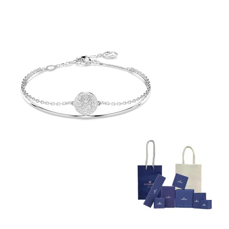 Swarovski Посеребренные браслеты с искусственным хрусталем для женщин, серебристые