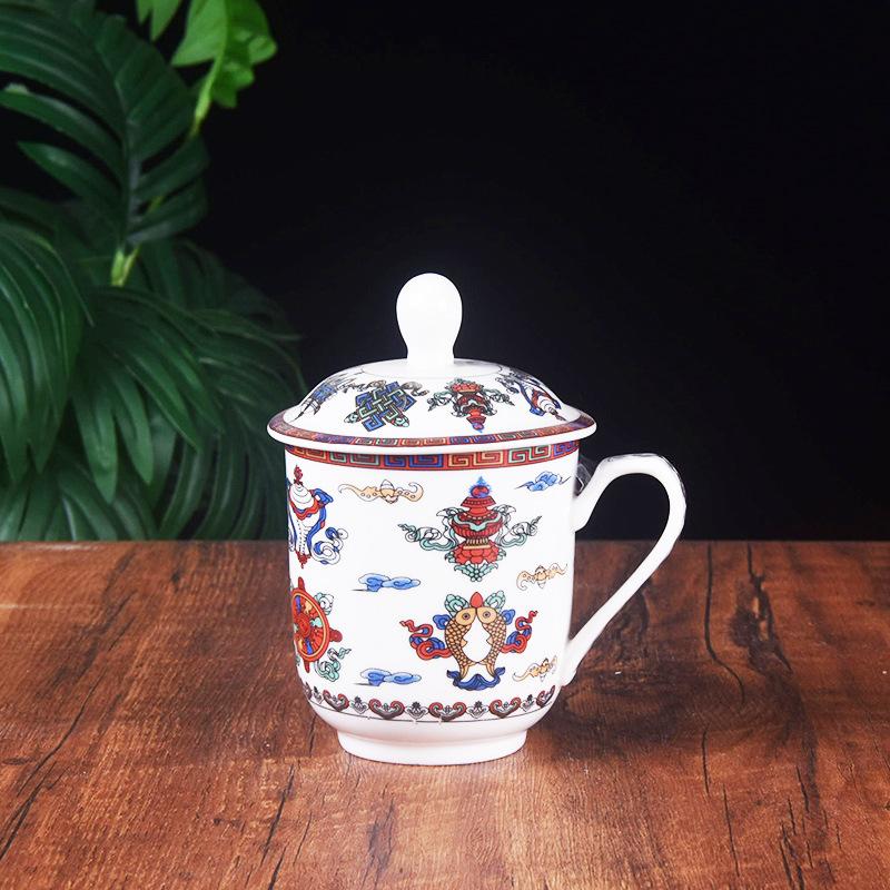 Тибетская ретро чашка керамическая чашка с крышкой костяной фарфор чашка офисная чашка для совещаний чашка для воды чашка для чая кружка коммерческая чашка