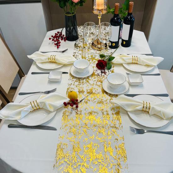 Скатерть Yousheng Table Runner, прочная, тонкая работа, золотистый блеск, скатерть для свадеб, рождественских украшений для дома