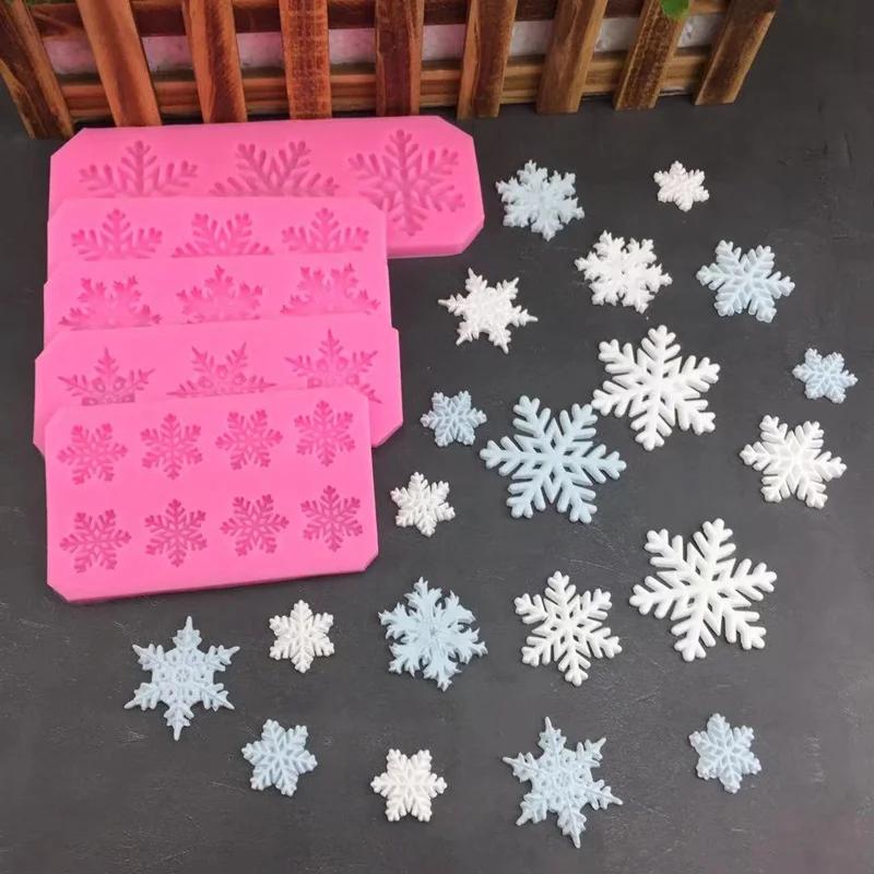 Рождественские украшения для торта Снежинка кружево Шоколадная вечеринка Зимний подарок DIY Выпечка Кулинария Украшения Инструменты Силиконовая форма