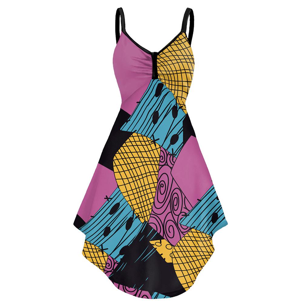 Взрослые Женские Платья с Цифровой Печатью Костюмы для Косплея на Хэллоуин Школьные Сценические Костюмы для Драматического Шоу Выступления Наряды для Ролевых Игр