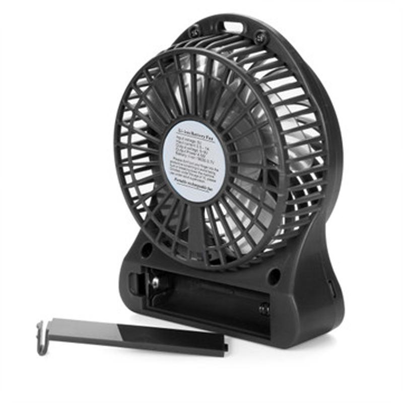 New Black Mini Portable Rechargeable Fan USB Charging Fan Air Cooler LED Light
