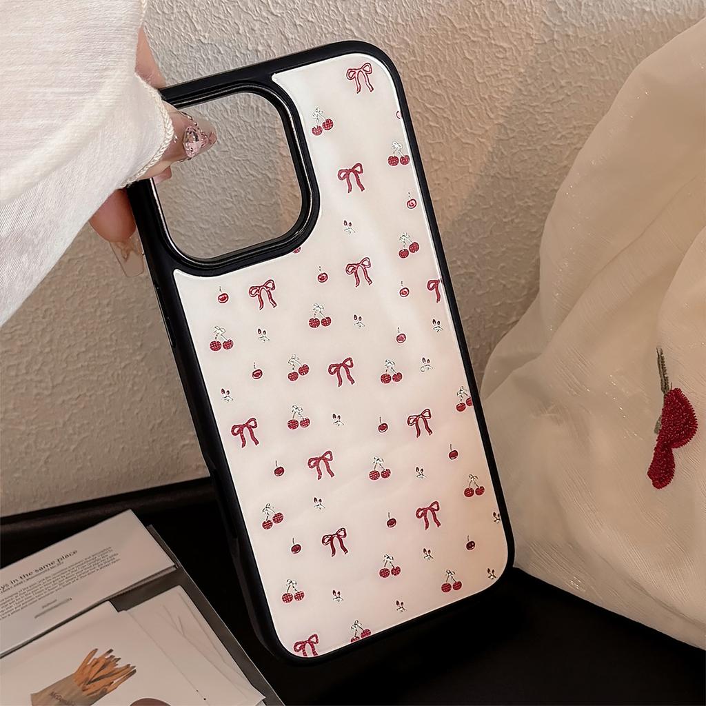 Gilded Ins Cherry for IPhone 16 for Apple 15 Promax Phone Case 13/14 Glass 12 for 17 Premium Hard