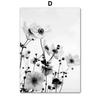 Black and White Flower Plant Picture Canvas Painting Wall Art Dandelion Butterfly Poster and Print for Modern Design Home Decor