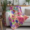 Colorful Floral Fleece Blanket Soft Warm Throw Blanket for Kids Girls Teens Adults Gift Decoration Sofa Bed Room Decor