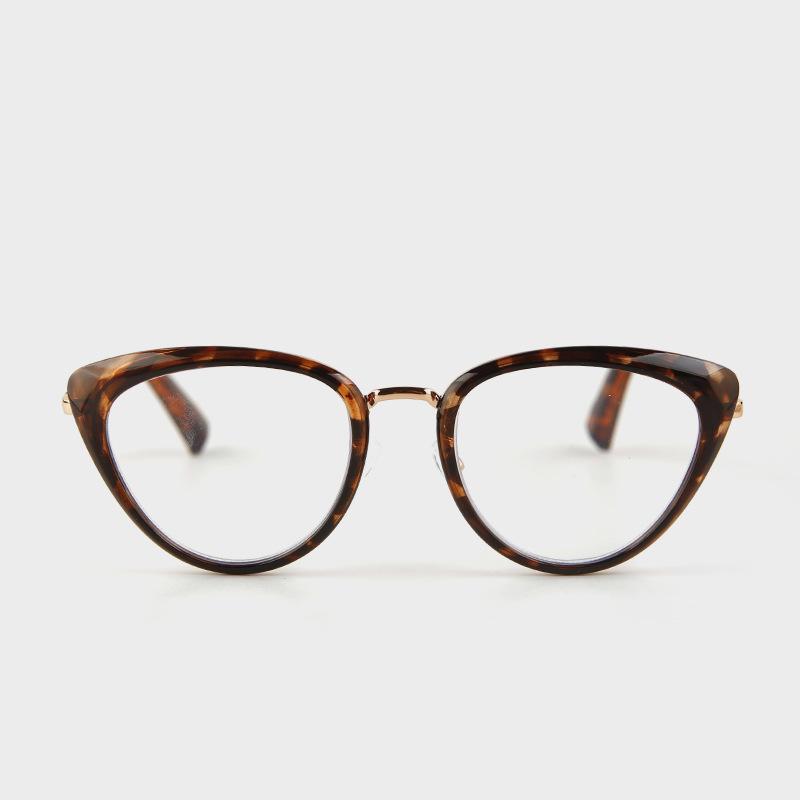 Cat's eye reading glasses female plain face thin face ultra light leopard print anti blue light flat glasses male reading glasses