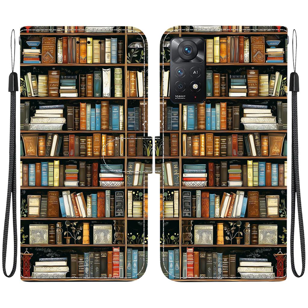 Чехол-книжка из искусственной кожи ручной работы для Redmi Note 12 Pro 4G/ Redmi Note 11 Pro (4G 5G) Противоскользящий ударопрочный чехол с ремешком на запястье и дизайнами в виде сердец/роз и кошек