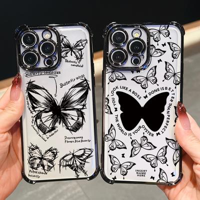 Модный чехол для телефона с бабочками для iPhone 17 Air 16 15 14 Plus 13 12 11 Pro Max X Xs XR 8 e Прозрачный мягкий чехол с защитой от падения