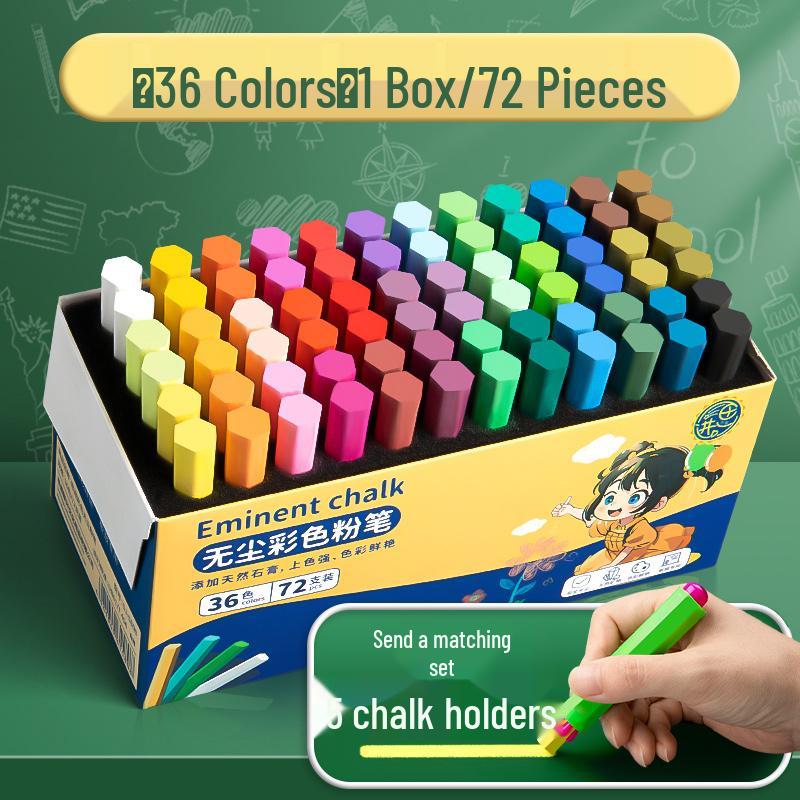 Dust-Free Bright Color Chalk for Kids - Keeps Hands Clean, Ideal for Teachers and Home Use.