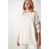 Women's Cream Turtleneck Oversize Knitwear Sweater Bv00084