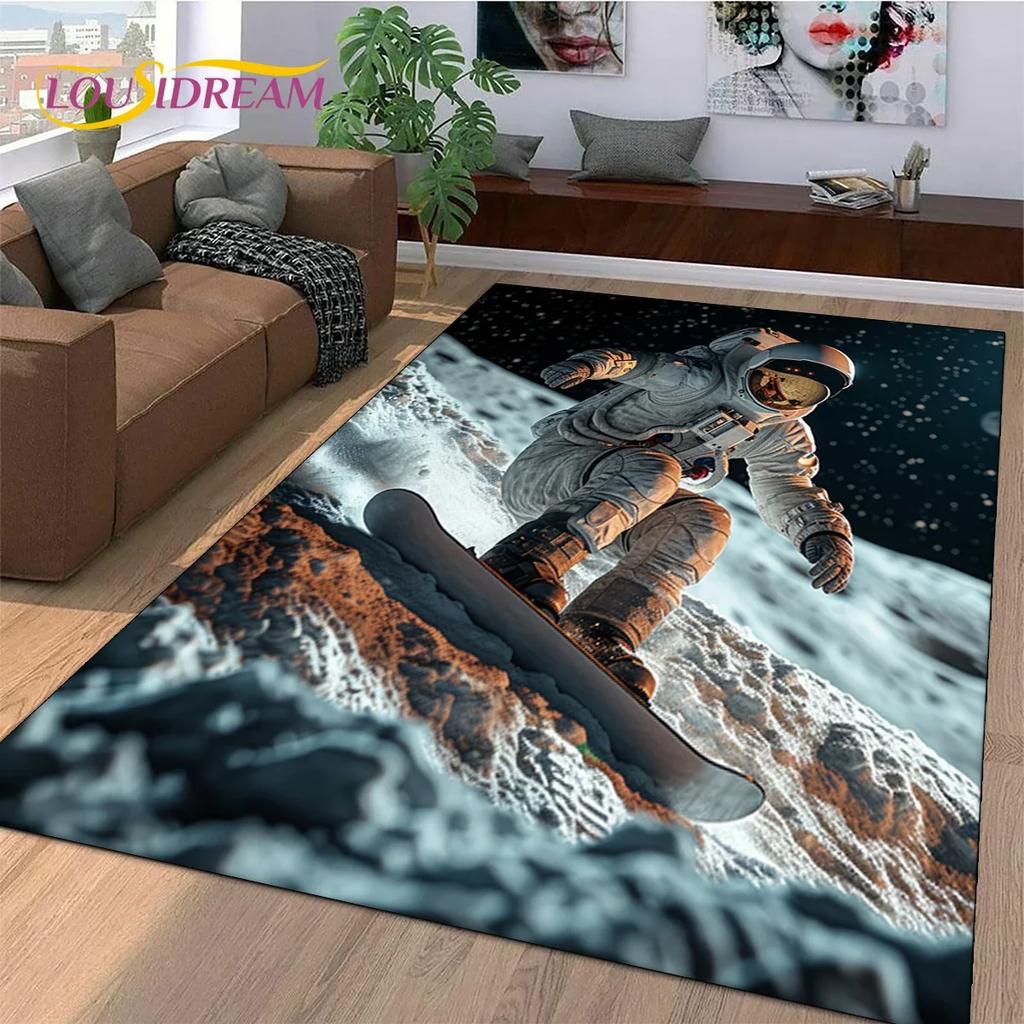 Astronaut Dream Universe Spaceman Outer Space Cartoon Carpet Rug for Bedroom Living Room Sofa Decoration, Large Decor Floor Mat