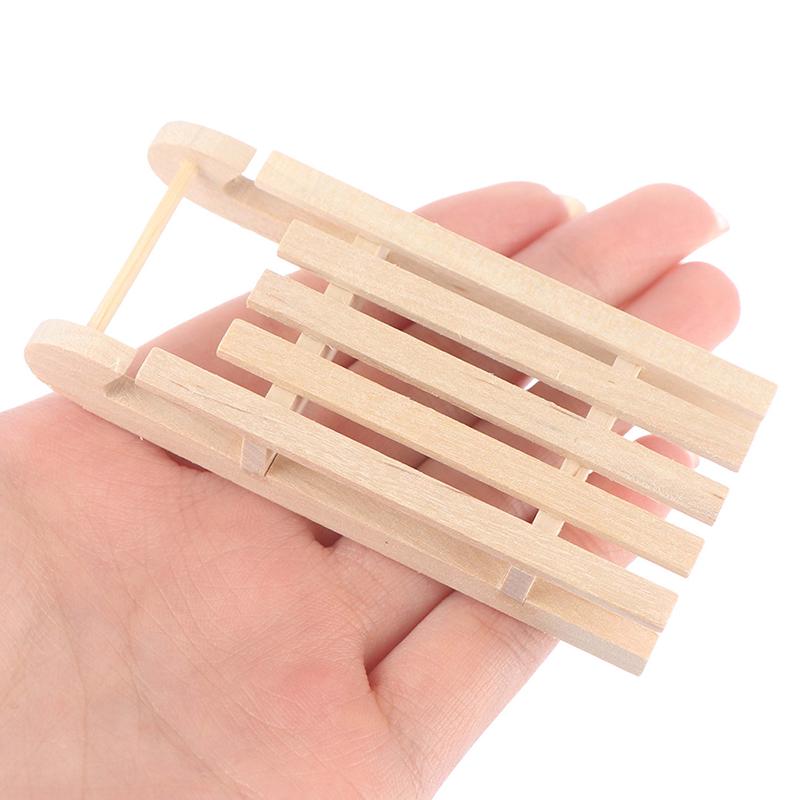 1/12 Toy House Miniature Wooden Christmas Sleigh Model Diy Accessories