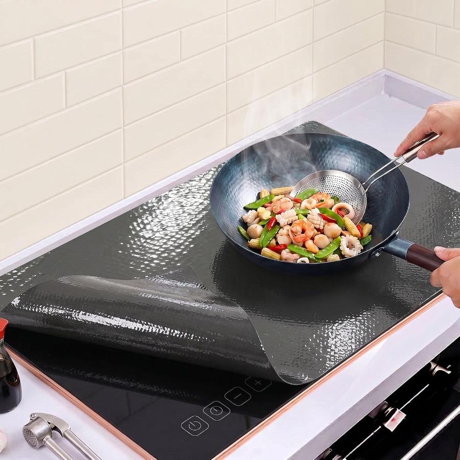 Black Silicone Induction Cooktop Mat Non Slip Electric Stove Cover Pad Cooktop Protector Cooking Kitchen Tool Stove Top Cover